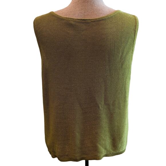Chico's Private Edition Rayon Double-Knit Sleeveless Sweater Green Sz 1 Med - Picture 2 of 5